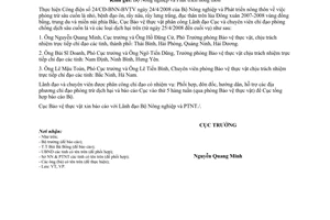 Công văn  639/BVTV-VP phân công Lãnh đạo Cục chỉ đạo phòng chống dịch sâu cuốn lá