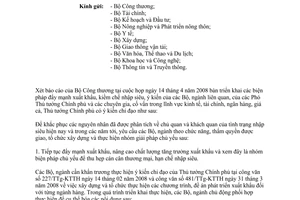 Công văn 610/TTg-KTTH triển khai các biện pháp đẩy mạnh xuất khẩu, kiềm chế nhập siêu