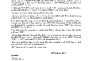 Công văn 1420/NHPT-HTUT dừng tiếp nhận hồ sơ hỗ trợ sau đầu tư
