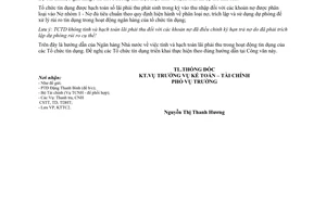 Công văn 3876/NHNN-KTTC tính hạch toán lãi phải thu các Tổ chức tín dụng