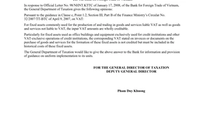 Official Dispatch No. 1642/TCT-CS on value-added tax (VAT) credit for fixed asse