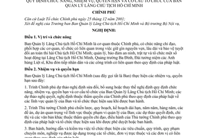 Nghị định 37/2008/NĐ-CP quy định chức năng, nhiệm vụ, quyền hạn cơ cấu tổ chức ban quản lý lăng Chủ tịch Hồ Chí Minh