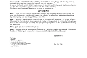 Quyết định 979/2008/QĐ-BNN  chuyển giao vườn quốc gia Yok Don cho Cục Kiểm lâm quản lý