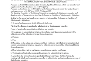Ordinance No. 04/2008/PL-UBTVQH12 of April 10, 2008 amending and supplementing a