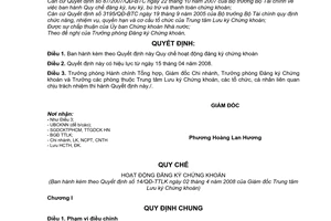 Quyết định 14/QĐ-TTLK Quy chế hoạt động đăng ký chứng khoán