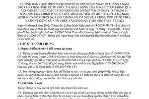 Thông tư 02/2008/TT-NHNN tổ chức hoạt động tài chính quy mô nhỏ Việt Nam hướng dẫn Nghị định 28/2005/NĐ-CP 165/2007/NĐ-CP