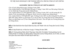 Quyết định  18/QĐ-TTLK quy chế thành viên của Trung tâm Lưu ký Chứng khoán