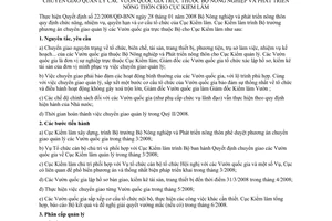 Phương án 316/KL-VP chuyển giao quản lý vườn quốc gia Bộ Nông nghiệp Phát triển nông thôn Cục Kiểm lâm