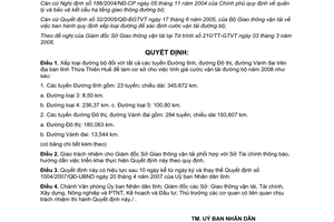 Quyết định 802/2008/QĐ-UBND xếp loại đường bộ để xác định cước vận tải