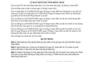 Quyết định 334/QĐ-UBND-HC 2008 thu phí qua cầu chợ Phú Điền Đồng Tháp
