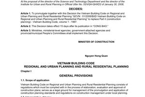 Decision No. 04/2008/QD-BXD of April 3, 2008, promulgating the vietnam building code on regional and urban planning and rural residential planning.