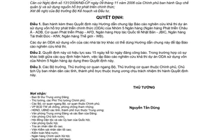 Quyết định  48/2008/QĐ-TTg  hướng dẫn chung lập báo cáo nghiên cứu khả thi dự án sử dụng vốn hỗ trợ phát triển chính thức của nhóm 5 ngân hàng