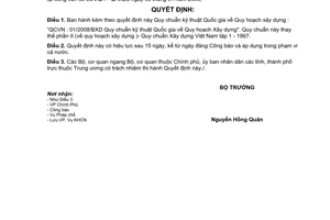 Quyết định  04/2008/QĐ-BXD  quy chuẩn kỹ thuật quốc gia về quy hoạch xây dựng