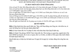 Quyết định  12/2008/QĐ-UBND  quy chế hoạt động của cộng tác viên kiểm tra, rà soát, hệ thống hoá văn bản quy phạm pháp luật