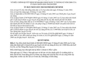 Quyết định 1514/QĐ-UBND duyệt đồ án quy hoạch chi tiết XD đô thị tỷ lệ 1/2000 Khu sân Golf Củ Chi, xã Tân Thông Hội, huyện Củ Chi QĐ 806/QĐ-UBND