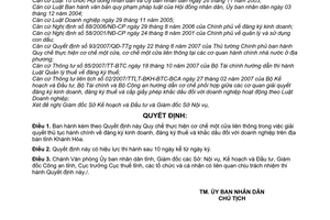 Quyết định 20/2008/QĐ-UBND quy chế thực hiện cơ chế một cửa liên thông thủ tục hành chính đăng ký kinh doanh thuế khắc dấu doanh nghiệp