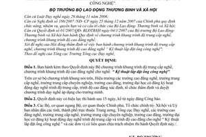 Quyết định 25/2008/QĐ-BLĐTBXH Chương trình khung trình độ trung cấp nghề, trình độ cao đẳng nghề cho nghề “kỹ thuật lắp đặt ống công nghệ"