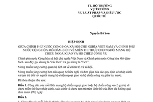 Hiệp định miễn thị thực cho người mang hộ chiếu ngoại giao công vụ giữa Việt Nam Mô-dăm-bích 2008
