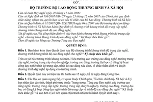 Quyết định 27/2008/QĐ-BLĐTBXH  Chương trình khung trình độ trung cấp nghề, trình độ cao đẳng nghề cho nghề “kỹ thuật điêu khắc gỗ”