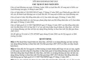 Quyết định 532/QĐ-UBND năm 2008 sử dụng khoáng sản làm vật liệu xây dựng than bùn Yên Bái