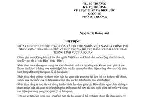 Hiệp định hợp tác hỗ trợ hành chính lẫn nhau trong hải quan giữa Việt Nam Bê-la-rút 2008