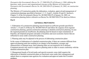 Circular No. 07/2008/TT-BXD of April 7, 2008, guiding the elaboration, evaluation, approval and management of construction plannings