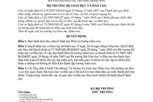 Quyết định  14/2008/QĐ-BGDĐT  Điều lệ Trường Mầm non