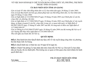 Quyết định  12/2008/QĐ-UBND  quy chế tuyển dụng công chức xã, phường, thị trấn thuộc tỉnh An Giang