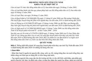 Nghị quyết 04/2008/NQ-HĐND Quy hoạch phát triển thủy sản Tây Ninh đến 2010 định hướng 2020