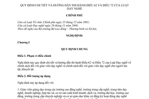 Nghị định 43/2008/NĐ-CP quy định chi tiết hướng dẫn thi hành Luật Dạy nghề