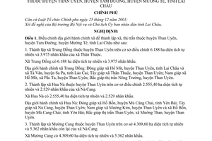 Nghị định 41/2008/NĐ-CP điều chỉnh địa giới xã, thành lập thị trấn thuộc huyện Than Uyên Tam Đường, Mường Tè, tỉnh Lai Châu