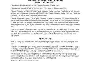 Nghị quyết 05/2008/NQ-HĐND bãi bỏ miễn một số loại phí lệ phí tỉnh Quảng Trị