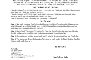 Quyết định 05/2008/QĐ-BXD chương trình hành động của ngành xây dựng thực hiện NQ 03/2008/NQ-CP