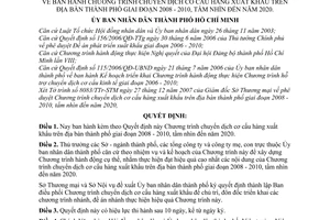 Quyết định 29/2008/QĐ-UBND  chương trình chuyển dịch cơ cấu hàng xuất khẩu trên địa bàn thành phố giai đoạn 2008 - 2010, tầm nhìn đến năm 2020