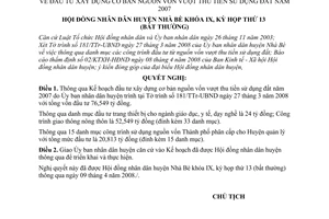 Nghị quyết 02/2008/NQ-HĐND đầu tư xây dựng cơ bản nguồn vốn vượt thu tiền sử dụng đất năm 2007 huyện Nhà Bè