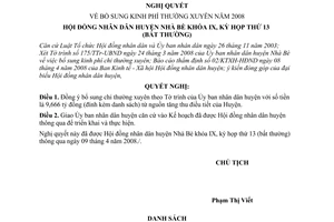 Nghị quyết 01/2008/NQ-HĐND bổ sung kinh phí thường xuyên năm 2008 huyện Nhà Bè