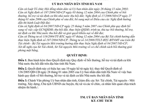Quyết định 06/2008/QĐ-UBND quy định bồi thường, hỗ trợ và tái định cư khi nhà nước thu hồi đất, trên địa bàn  tỉnh Hà Nam
