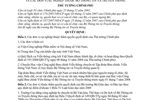 Quyết định  370/QĐ-TTg  các đơn vị sự nghiệp thuộc Bộ Thông tin và Truyền thông