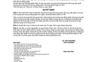 Quyết định 36/2008/QĐ-BLĐTBXH Chương trình khung trình độ trung cấp nghề, trình độ cao đẳng nghề cho nghề “kỹ thuật thiết bị điện tử y tế”