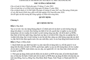 Quyết định  380/QĐ-TTg  chính sách thí điểm chi trả dịch vụ môi trường rừng