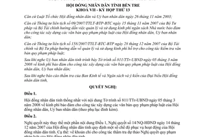 Nghị quyết 04/2008/NQ-HĐND kinh phí bảo đảm xây dựng văn bản pháp luật Bến Tre