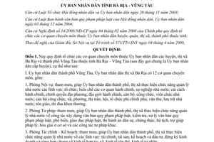 Quyết định 19/2008/QĐ-UBND tổ chức cơ quan chuyên môn thuộc UBND cấp huyện Bà Rịa
