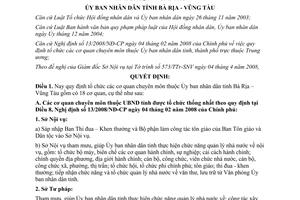 Quyết định 18/2008/QĐ-UBND tổ chức cơ quan chuyên môn tỉnh Bà Rịa – Vũng Tàu