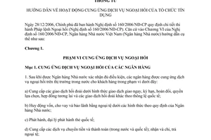 Thông tư 03/2008/TT-NHNN hoạt động cung ứng dịch vụ ngoại hối tổ chức tín dụng