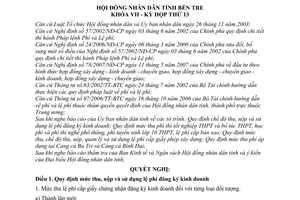 Nghị quyết 01/2008/NQ-HĐND  phí lệ phí