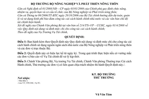 Quyết định 1102/QĐ-BNN-TC  định mức chi công tác cải cách hành chính