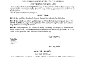 Quyết định  349/QĐ-VP Quy chế làm việc của Cục Kiểm lâm