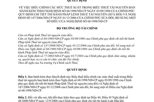 Quyết định 16/2008/QĐ-BTC điều chỉnh  mức thuế suất trong biểu thuế tài nguyên NĐ 68/1998/NĐ-CP