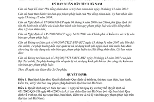 Quyết định 07/2008/QĐ-UBND soạn thảo xử lý văn bản quy phạm pháp luật