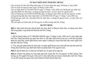 Quyết định 11/2008/QĐ-UBND đăng ký khai thác, sử dụng nước